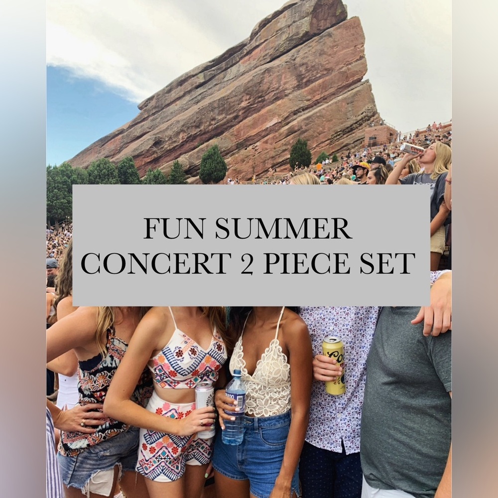 Lulu’s Summery white with colorful embroidery 2 piece set